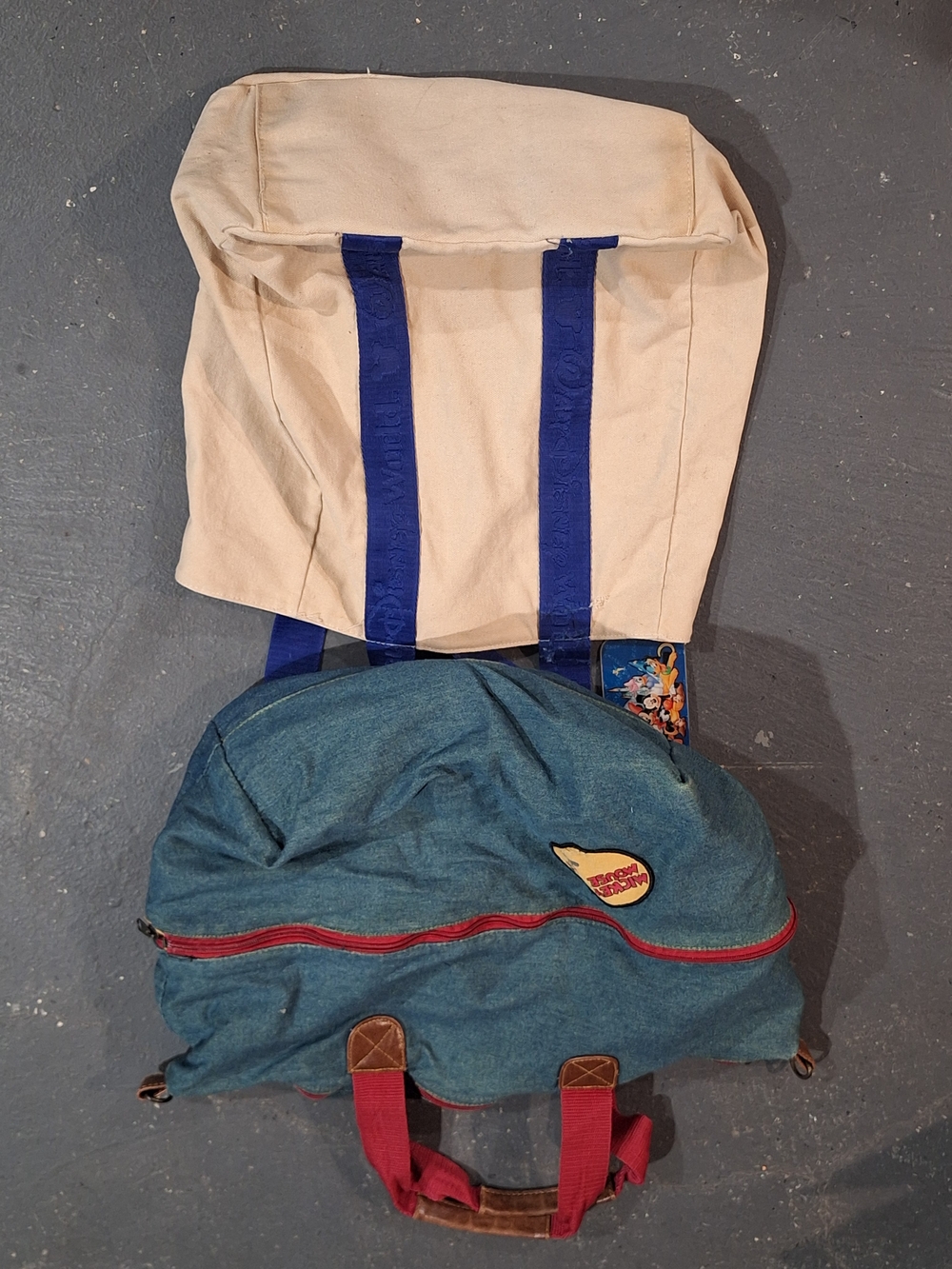 Vintage Walt Disney Totes.1has Adjustable Zipper.lot Of 2